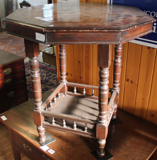 Edwardian marquetry top 2-tier octagonal  table(-)